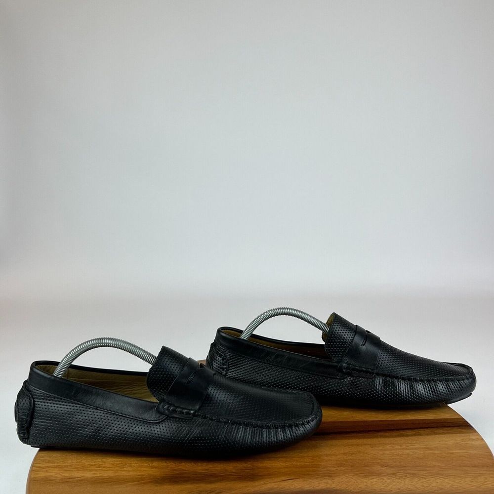Mens Mercanti Fiorentini 3601 Black Leather Perforated Loafers‎ Shoes Size 11 M